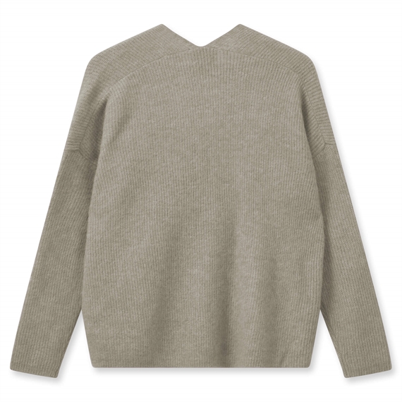 Mos Mosh Thora V-neck Strik, Feather Gray 